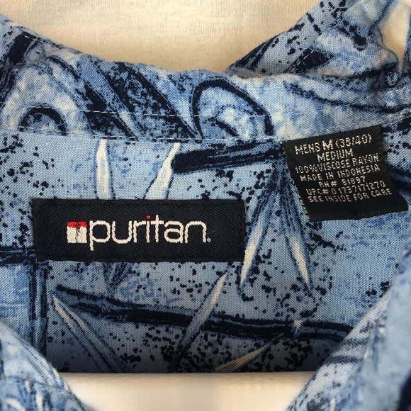 Puritan Hawaiian Button Down Shirt -M - Picture 7 of 7